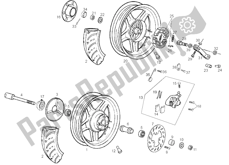 Toutes les pièces pour le Roues du Derbi Atlantis O2 City 25 KMH 50 2003