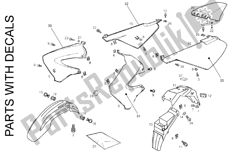 Alle onderdelen voor de Lichaam van de Derbi Senda 50 R X Race 2T E2 2010