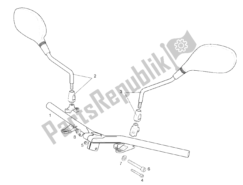 Tutte le parti per il Manubrio del Derbi Rambla 125 CC 250 E3 2007