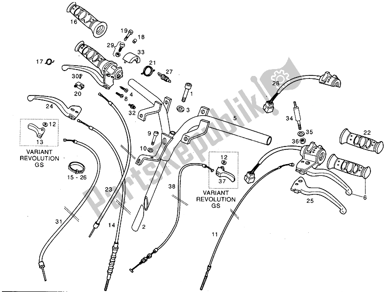 Todas las partes para Manillar - Controles de Derbi Variant Revolution 50 1998