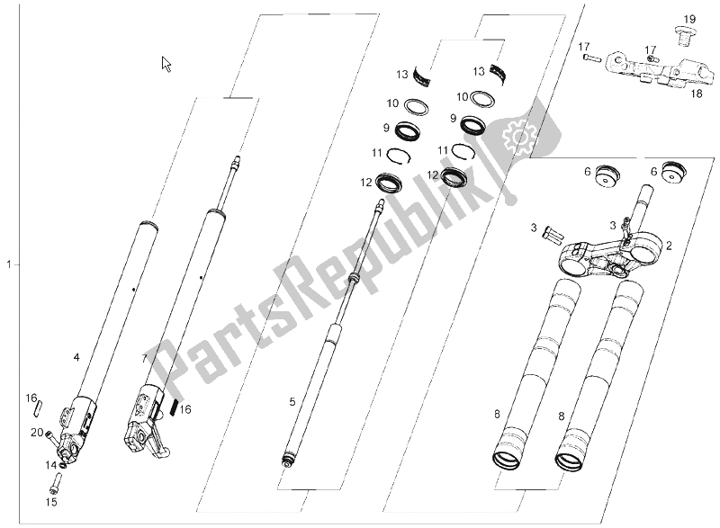 All parts for the Front Fork of the Derbi GPR 125 4T E3 2009