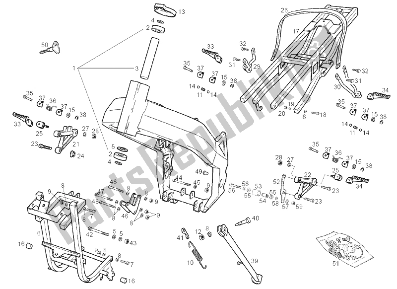 Toutes les pièces pour le Béquille Centrale du Derbi GPR 125 Nude Sport E2 2 Edicion 2004