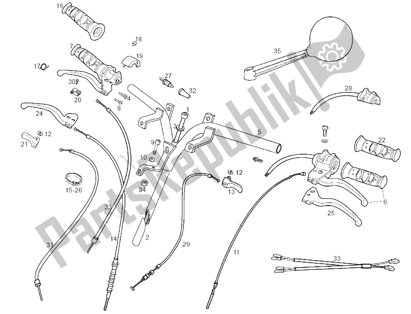 Toutes les pièces pour le Guidon - Commandes du Derbi Variant Start Courier E2 50 2004