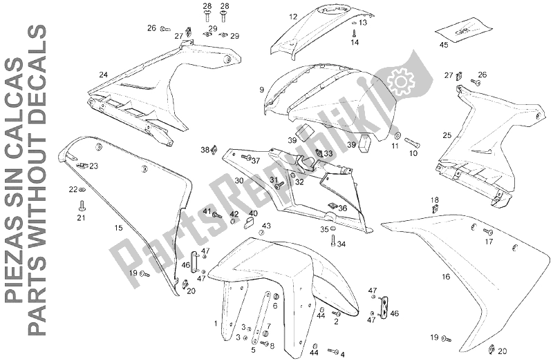 All parts for the Body (2) of the Derbi GPR 50 2T E2 CH 2010