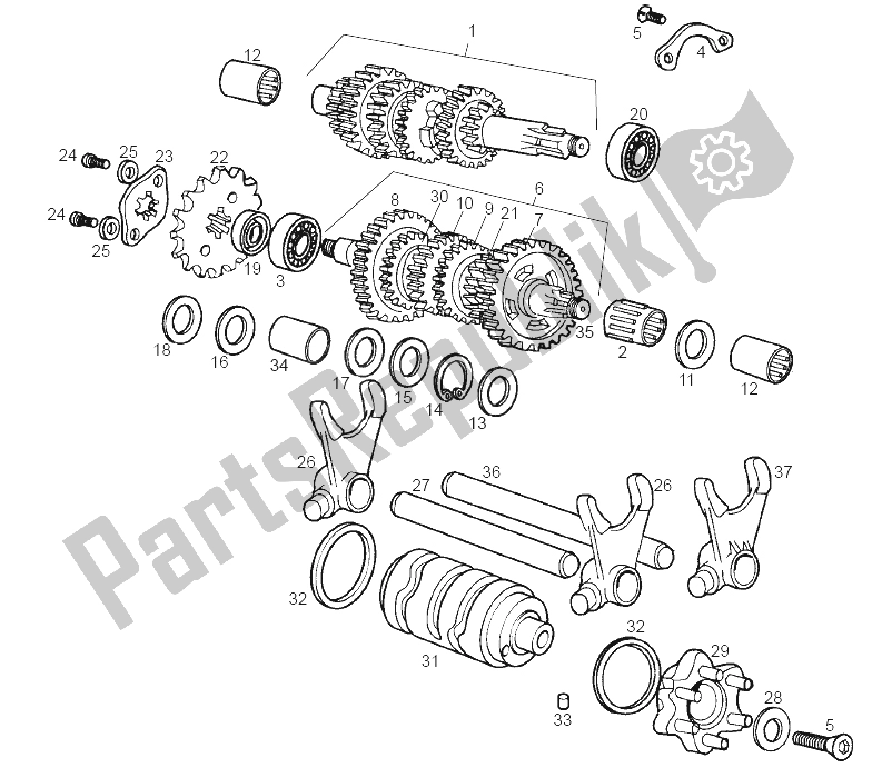 All parts for the Gear Box of the Derbi Senda 50 SM DRD Racing LTD Edition E2 2006