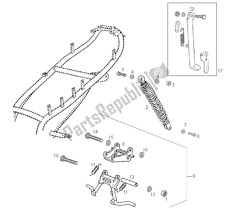 Tutte le parti per il Ammortizzatore del Derbi Atlantis Bullet E2 3A ED 50 2005