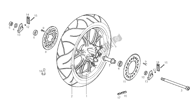 Toutes les pièces pour le Roue Arrière du Derbi GPR 50 Replica E2 2A Edicion 2005