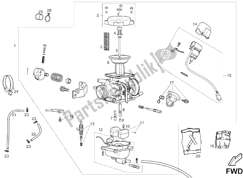 Todas as partes de Carburador do Derbi Senda 125 SM DRD Motard 2013