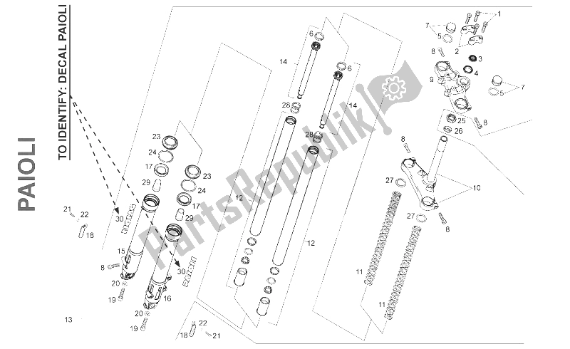 Todas las partes para Tenedor Delantero Paioli de Derbi Senda 50 R X Trem 2T E2 2010