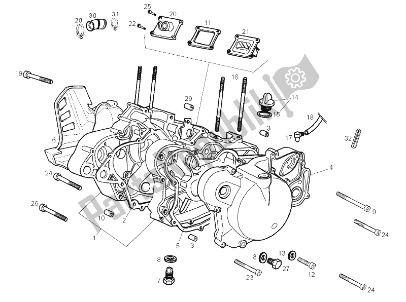 All parts for the Carters of the Derbi Senda 50 SM DRD PRO E2 2 VER 2005