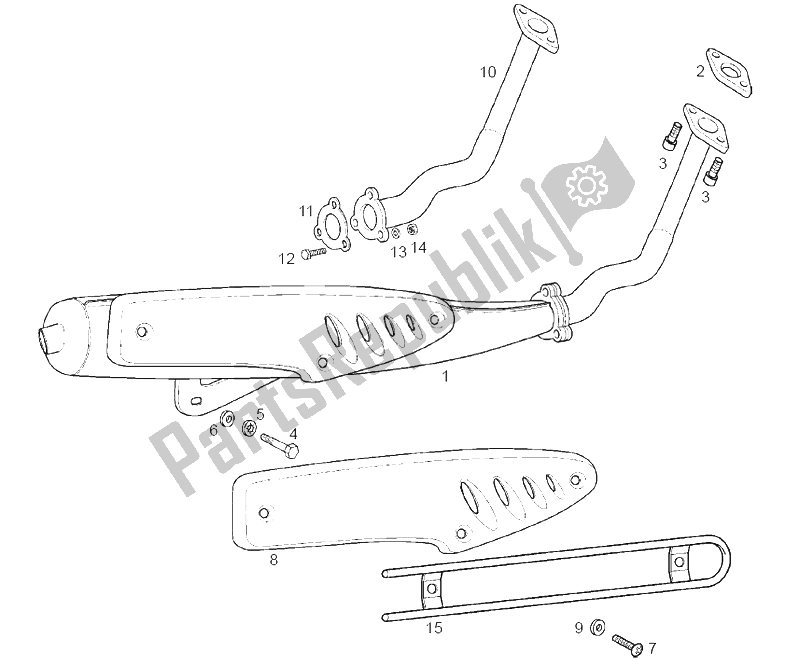 All parts for the Exhaust Unit of the Derbi Variant Revolution E1 50 2003