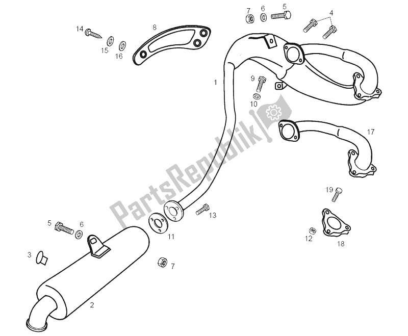 Alle onderdelen voor de Uitlaateenheid van de Derbi Senda 50 R X Trem 2A Edicion 2003