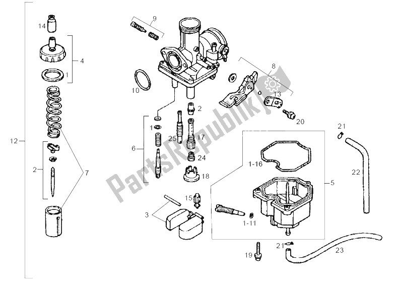 Toutes les pièces pour le Carburateur du Derbi Senda 125 SM 4T 2004