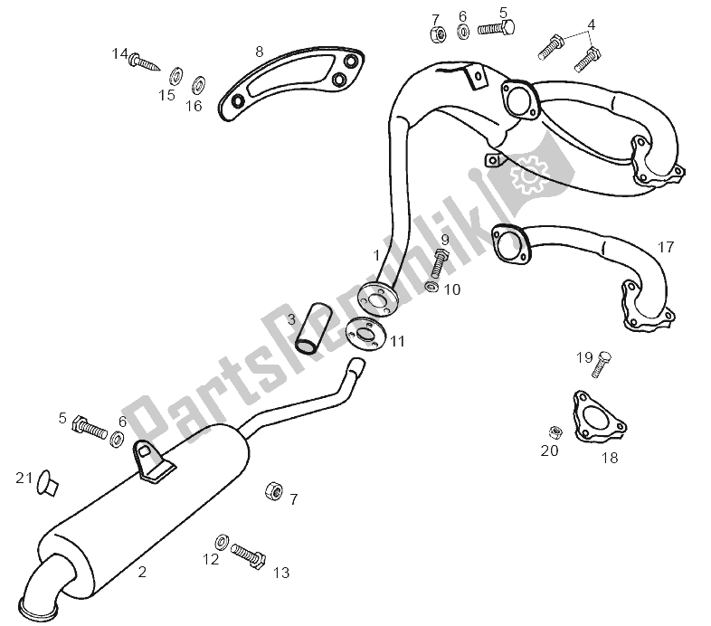 All parts for the Exhaust Unit of the Derbi Senda 50 SM X Trem 2A Edicion 2002