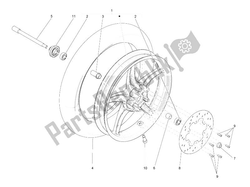Tutte le parti per il Ruota Anteriore del Derbi Sonar 150 4T 2009