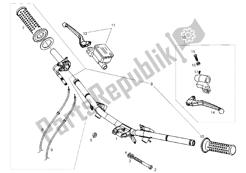 All parts for the Handlebar (2) of the Derbi Boulevard 125 CC 4T E3 2008