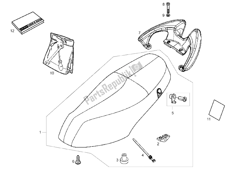All parts for the Two-seat Saddle (2) of the Derbi Boulevard 125 CC 4T E3 2008