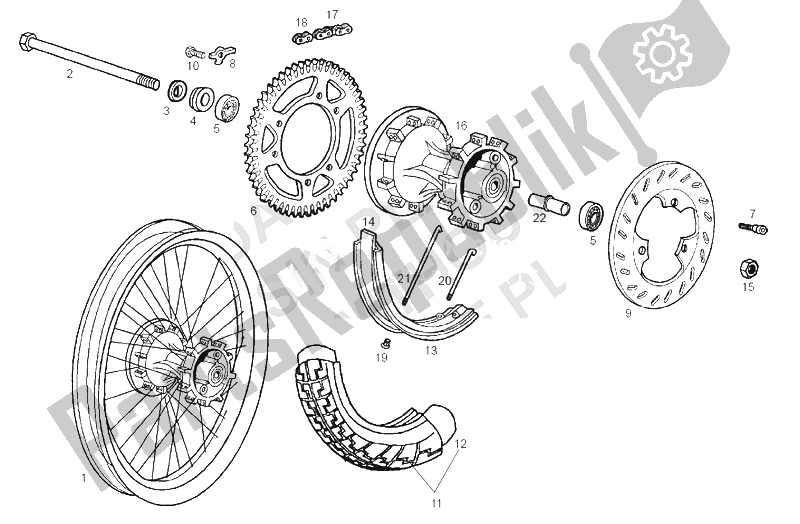 Toutes les pièces pour le Roue Arrière du Derbi Senda 50 SM DRD Edition Black E2 2005