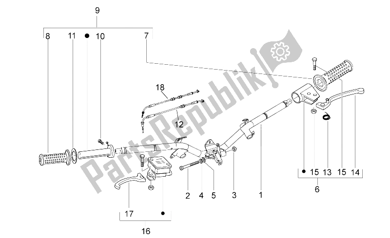 All parts for the Handlebar of the Derbi Variant Sport 125 4T E3 2012