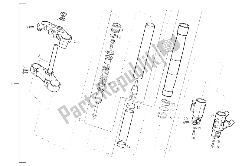 Todas las partes para Tenedor Frontal de Derbi GPR 50 Replica E2 2A Edicion 2005