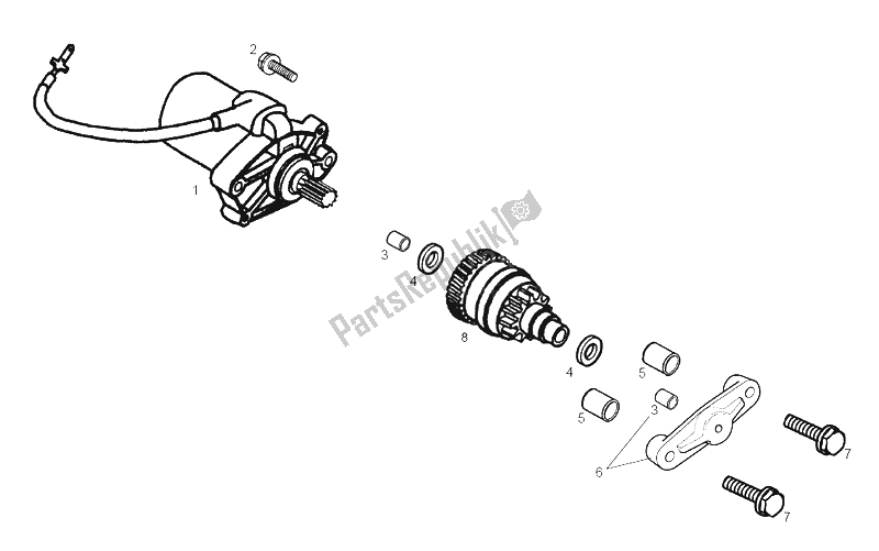 All parts for the Starter Motor of the Derbi Senda 50 SM DRD PRO E2 2 VER 2005