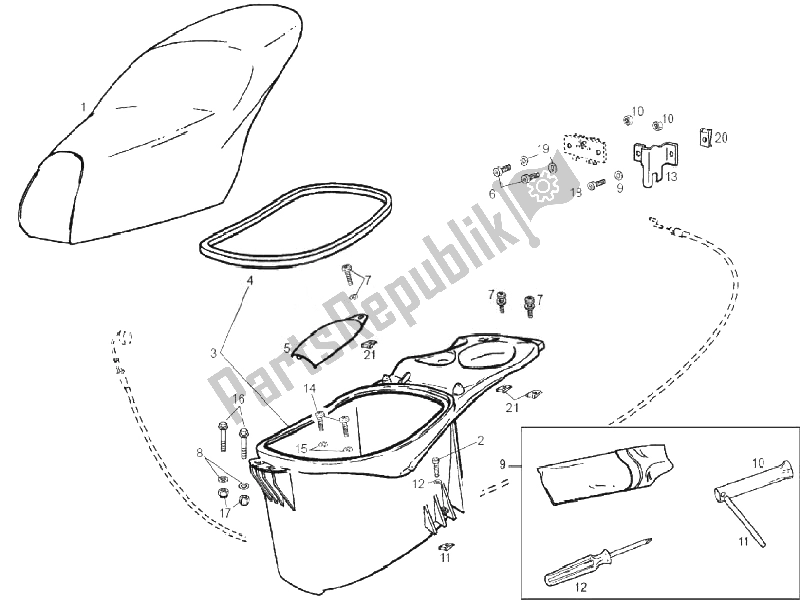 Toutes les pièces pour le Selle / Sièges du Derbi Atlantis 50 2T Bullet 2010