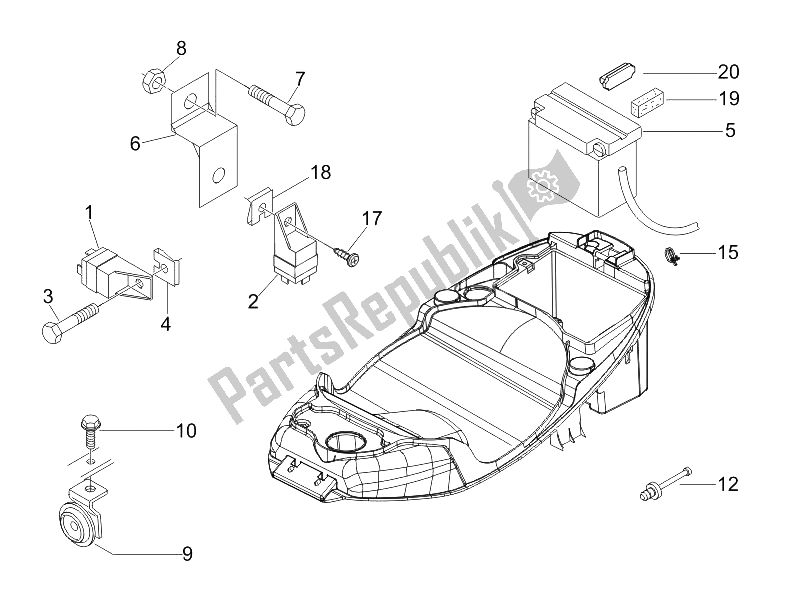 All parts for the Remote Control Switches - Battery - Horn of the Derbi Sonar 150 4T 2009