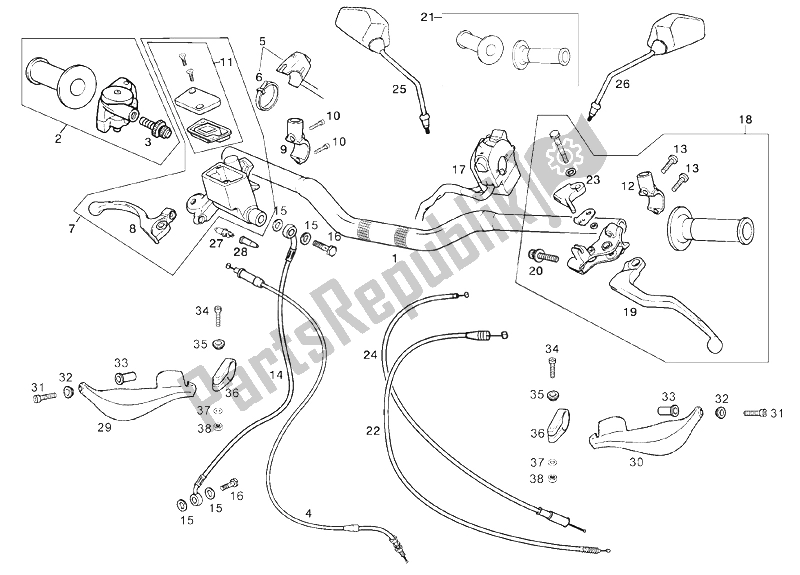 Todas las partes para Manillar - Controles de Derbi Senda 50 SM DRD PRO E2 2 VER 2005