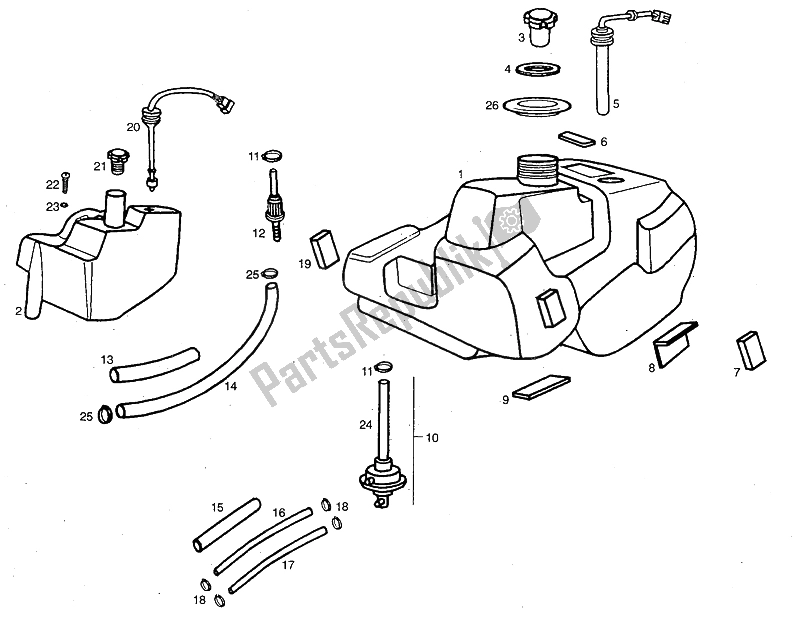 Toutes les pièces pour le Réservoir du Derbi Predator O2 Gpseries 50 2001