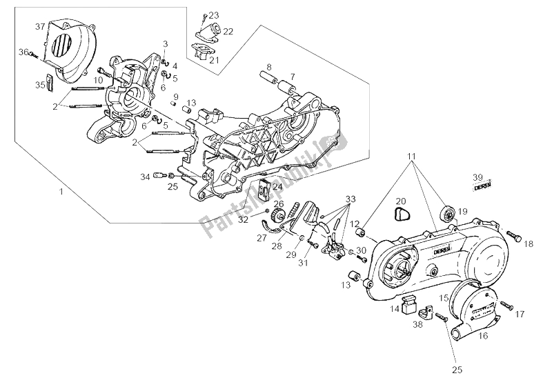 All parts for the Oil Pump of the Derbi Atlantis O2 Piaggio 3A Edicion 50 2002