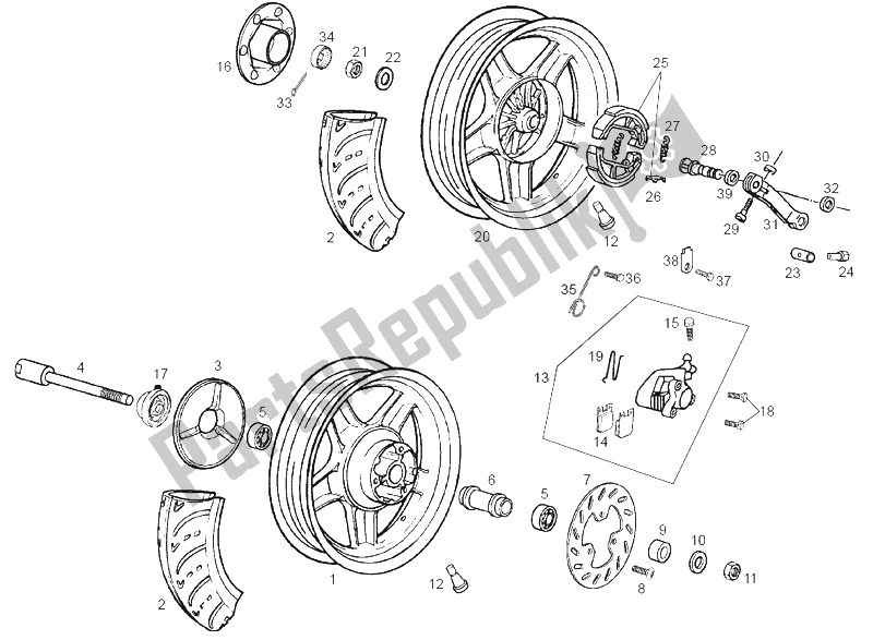 Todas las partes para Ruedas de Derbi Atlantis O2 Bullet E2 2A ED 50 2003