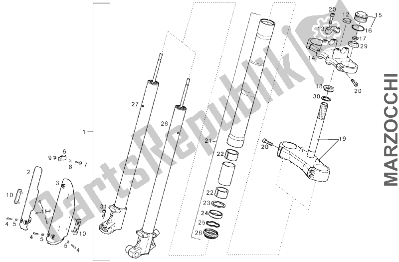 Toutes les pièces pour le Fourche Avant du Derbi Senda 50 R DRD PRO E2 2 VER 2005