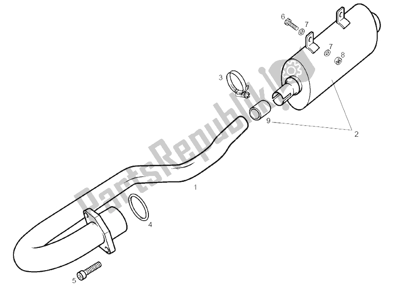 Toutes les pièces pour le Unité D'échappement du Derbi Senda 125 SM 4T E2 Y 2004