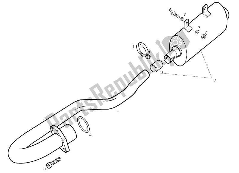 Tutte le parti per il Unità Di Scarico del Derbi Senda 125 SM 4T E2 Y 2004