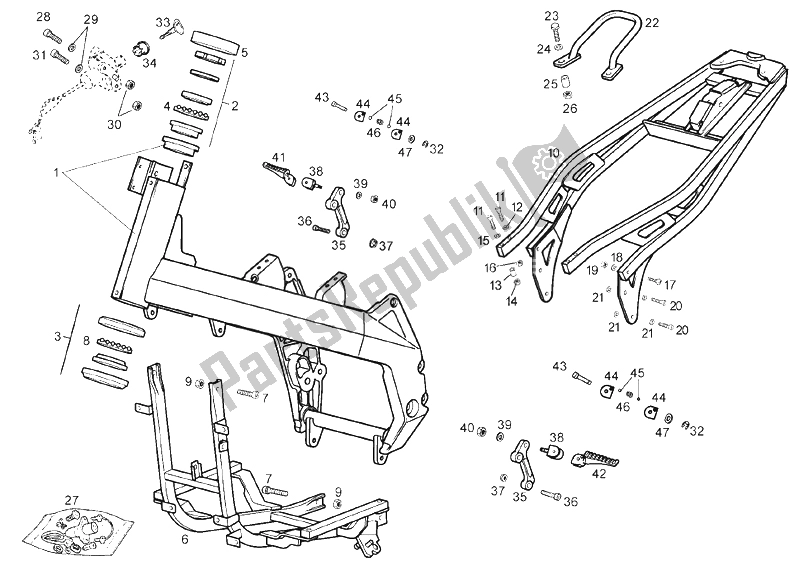 Tutte le parti per il Telaio del Derbi GP1 125 E2 3 VER 2006