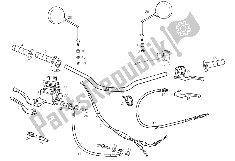 All parts for the Handlebar - Controls of the Derbi Senda 50 SM X Race E2 2A Edicion 2005