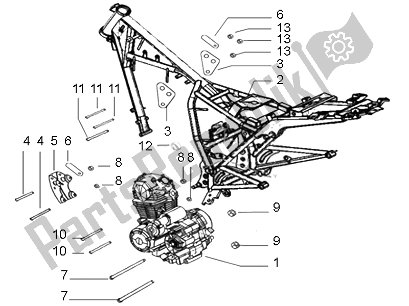 Alle onderdelen voor de Motor En Frame van de Derbi ETX 150 2014