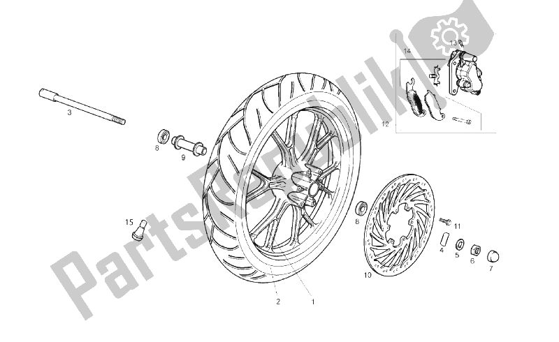 All parts for the Front Wheel of the Derbi Senda 50 SM DRD X Treme 2T E2 2010