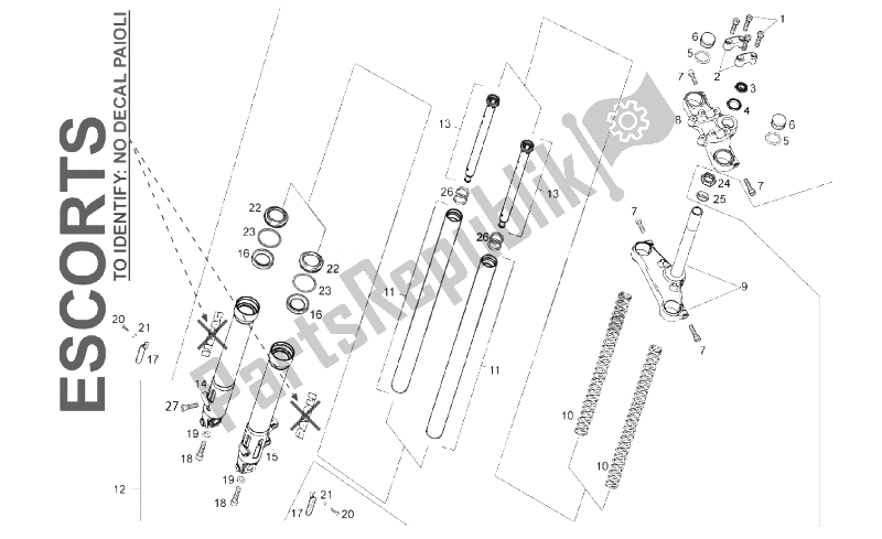 All parts for the Front Fork of the Derbi Senda SM DRD X Treme 50 2T E2 Limited Edition 2014