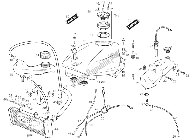 Todas las partes para Tanque de Derbi GPR 50 Racing E2 2A Edicion 2004