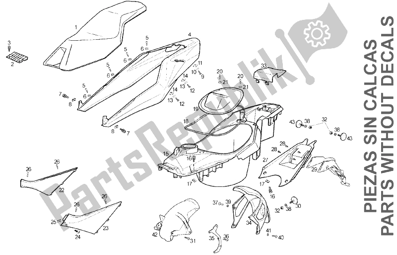 Tutte le parti per il Sella del Derbi GP1 LOW Seat 125 CC E3 2 VER 2007