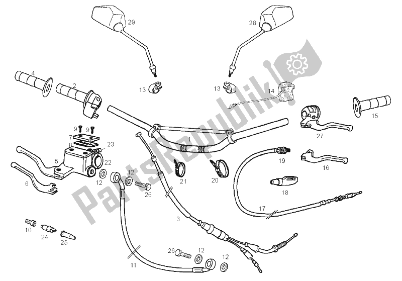 Todas las partes para Manillar - Controles de Derbi Senda 50 SM DRD Racing E2 2 VER 2005