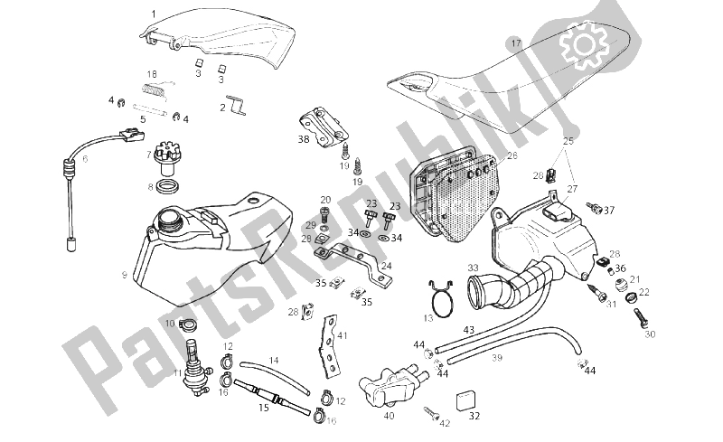 All parts for the Tank - Air Box - Saddle of the Derbi Senda 50 R DRD X Treme 2T E2 2012