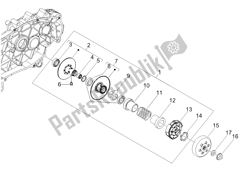 All parts for the Driven Pulley of the Derbi Sonar 150 4T 2009