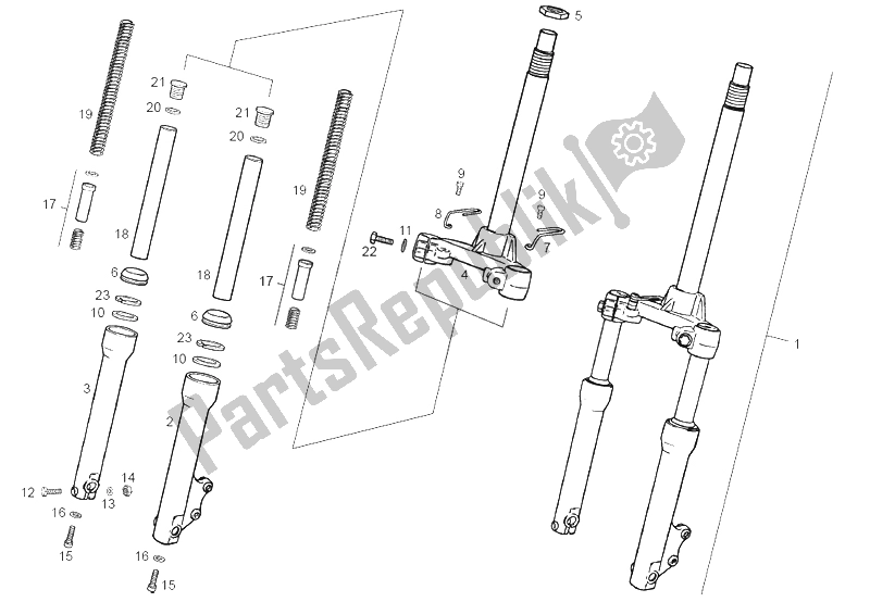 Toutes les pièces pour le Fourche Avant du Derbi Atlantis O2 City E2 50 2003