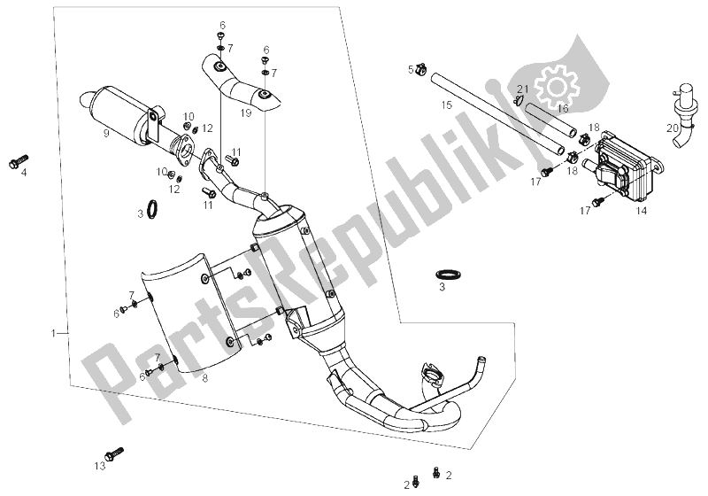 All parts for the Exhaust Pipe (2) of the Derbi DFW 50 CC E2 2005