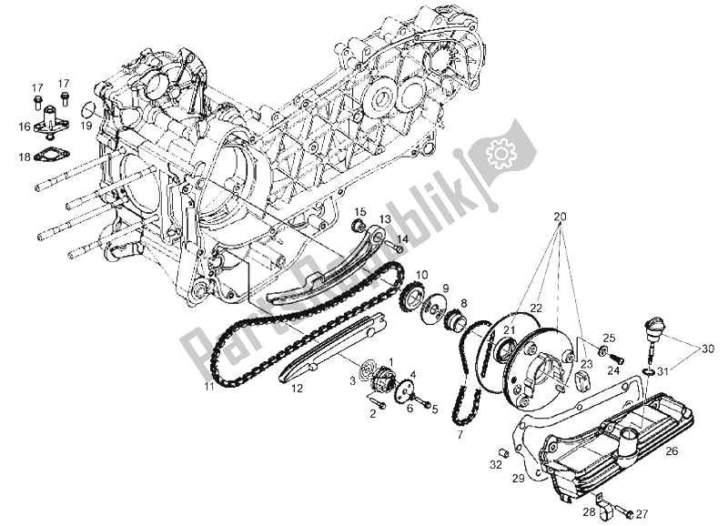 All parts for the Oil Pump (2) of the Derbi Boulevard 125 CC 4T E3 2008