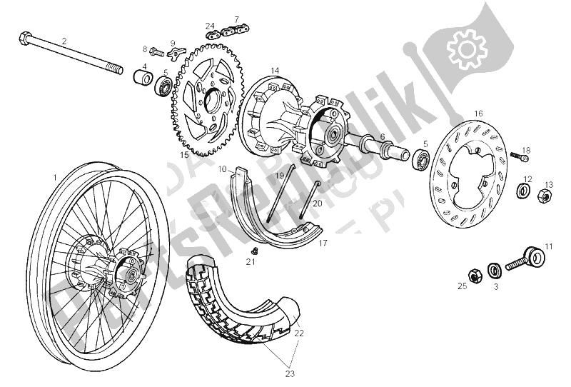 All parts for the Rear Wheel of the Derbi Senda 50 SM X Race E2 2A Edicion 2005