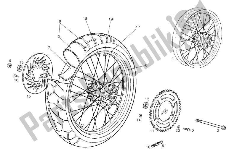 Toutes les pièces pour le Roue Arrière du Derbi Terra Adventure E3 125 2008