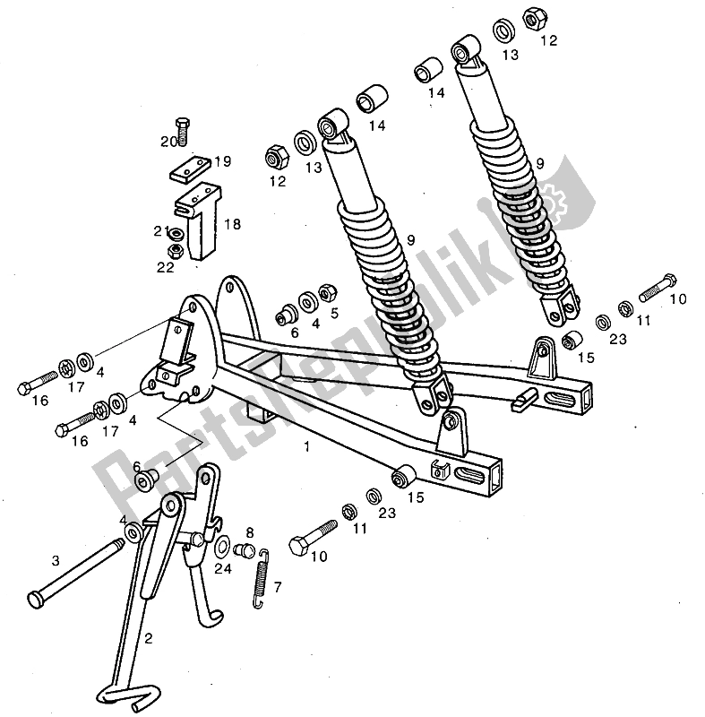 All parts for the Swing Arm - Shock Absorber of the Derbi Variant Revolution 50 1998